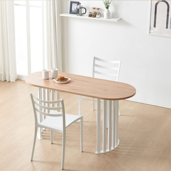솔리드철제 반달 1300 양면 라운드 식탁 테이블 디자인 카페
