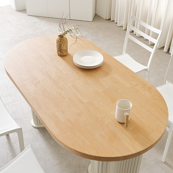 리버 1400 타원형 템바보드 식탁 넓은 라운드 테이블